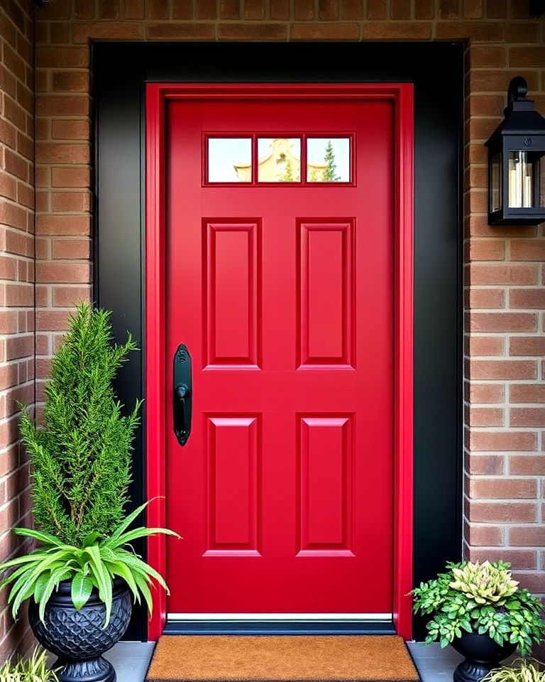 modern two tone dark red door - 20 Dark Red Front Door Ideas