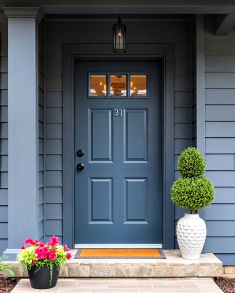 modern vibe stormy blue front door - 30 Blue Front Door Colors