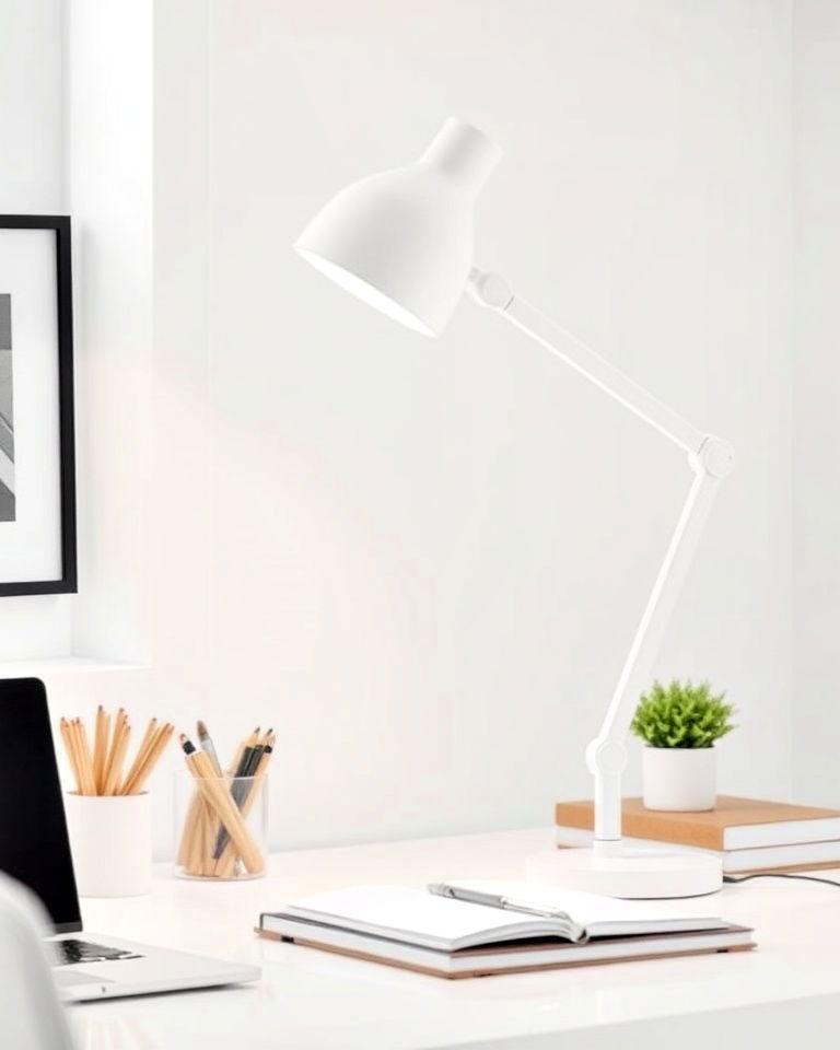 modern white desk lamp design - 20 White Home Office Ideas