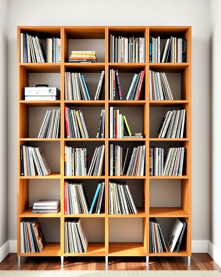 modular cube shelving for vinyl record storage - 25 Vinyl Record Storage Ideas