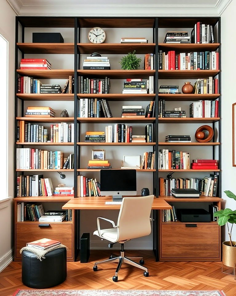 modular shelving units for home office library - 25 Home Office Library Ideas