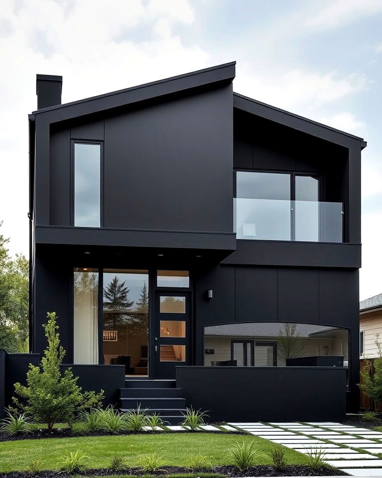monochromatic black house for sophisticated look - 30 Modern Black Houses