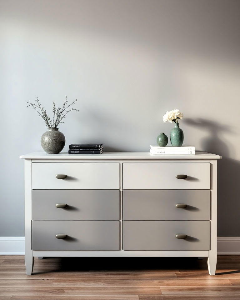 monochromatic elegance painted dresser - 35 Painted Dresser Ideas