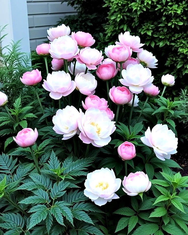 monochromatic peony planting scheme garden - 15 Peony Garden Design Ideas