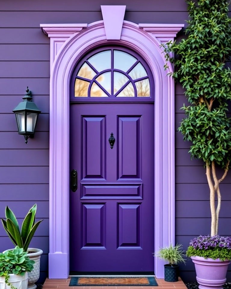 monochromatic purple palette front door - 15 Dark Purple Front Door Ideas