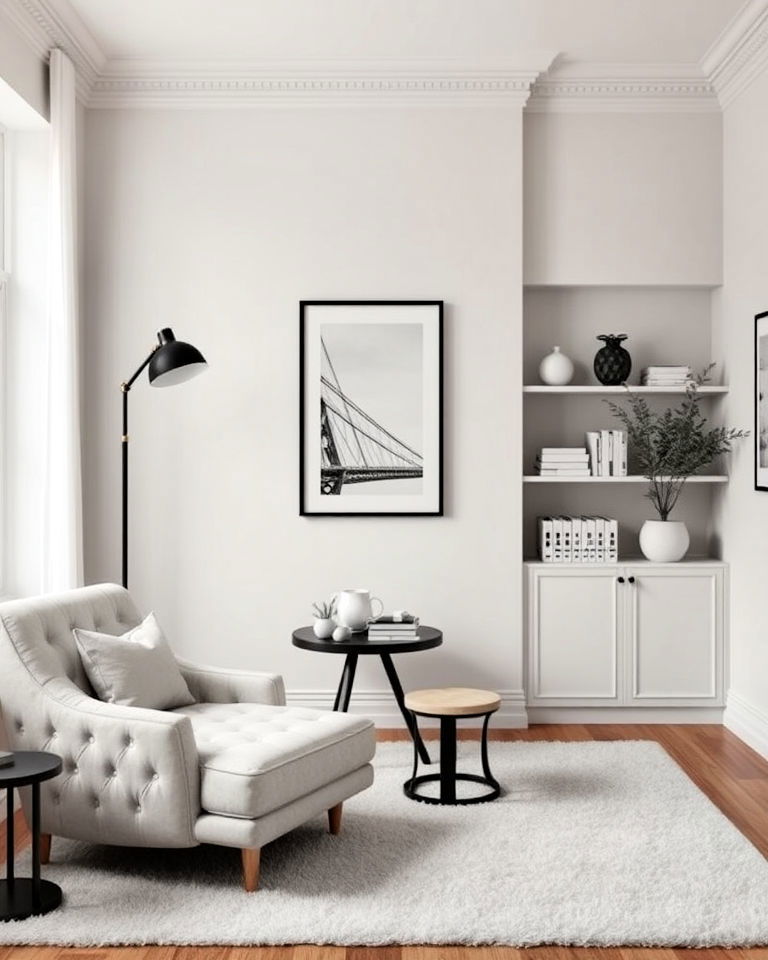 monochrome reading room - 25 Reading Room Ideas