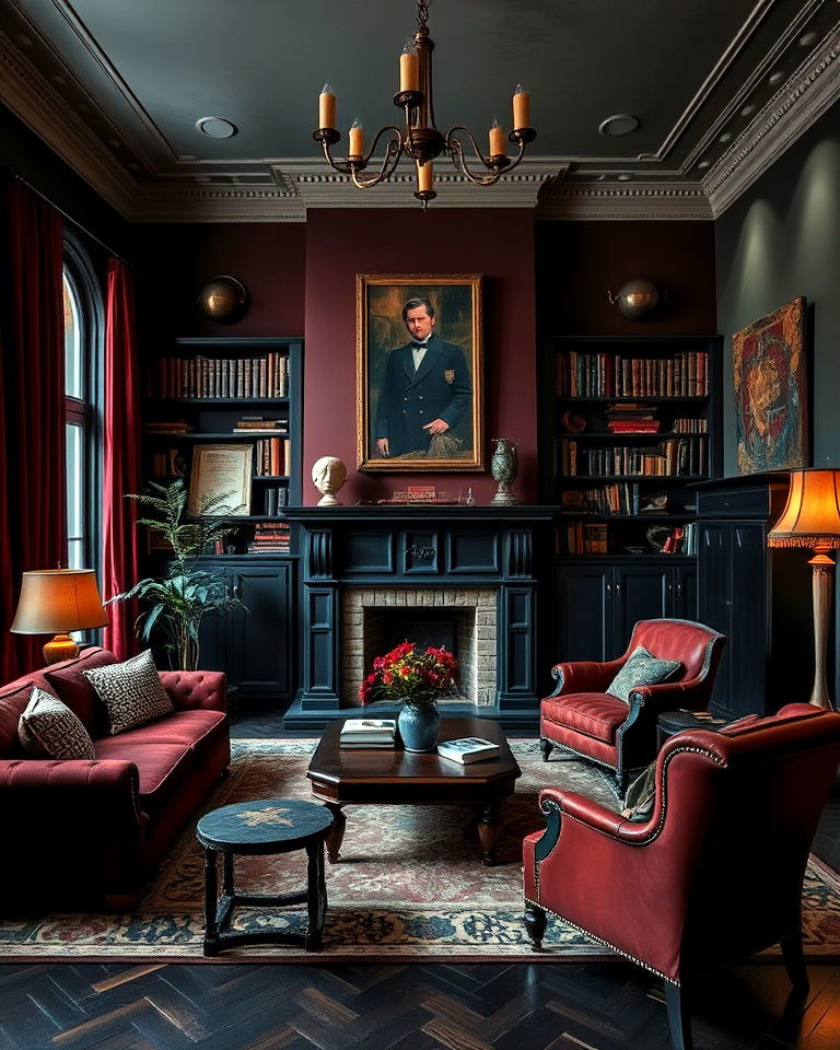 moody color palette dark academia house - 25 Dark Academia House Ideas