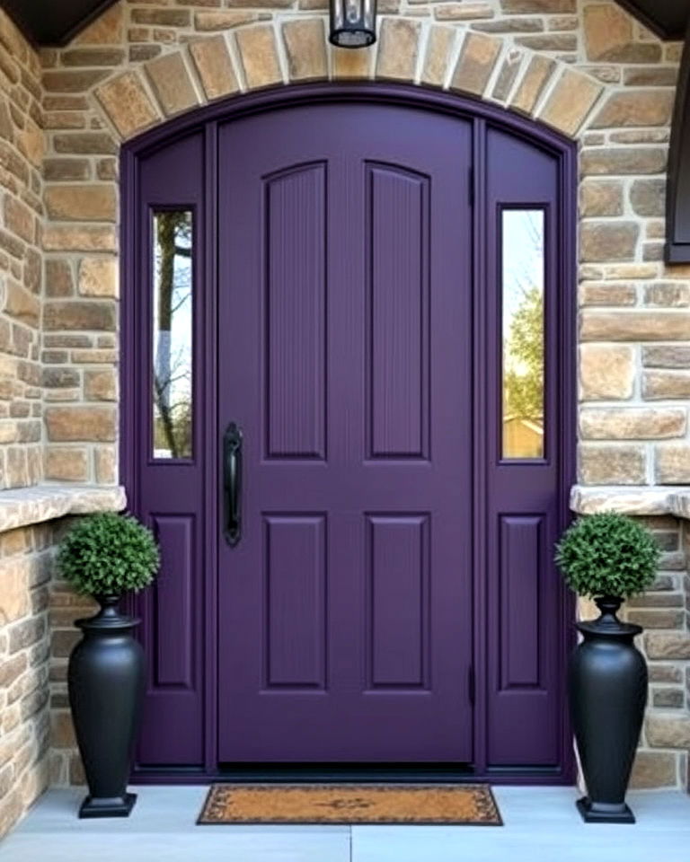 moody grape front door for subtle drama - 25 Purple Front Door Ideas