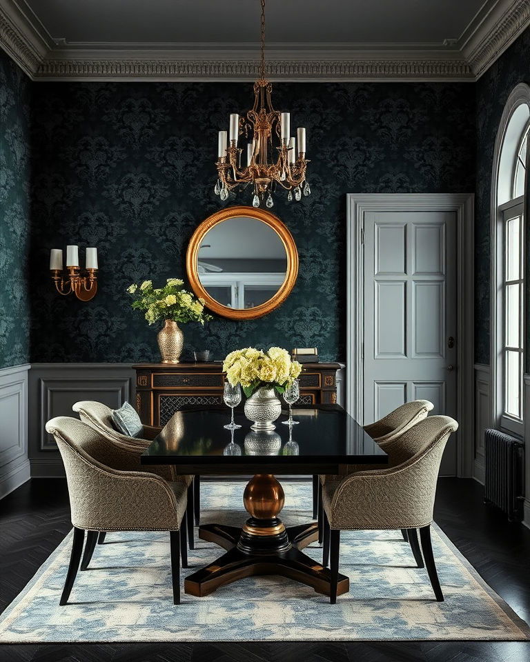 moody wallpaper dark academia dining room - 15 Dark Academia Dining Room Ideas