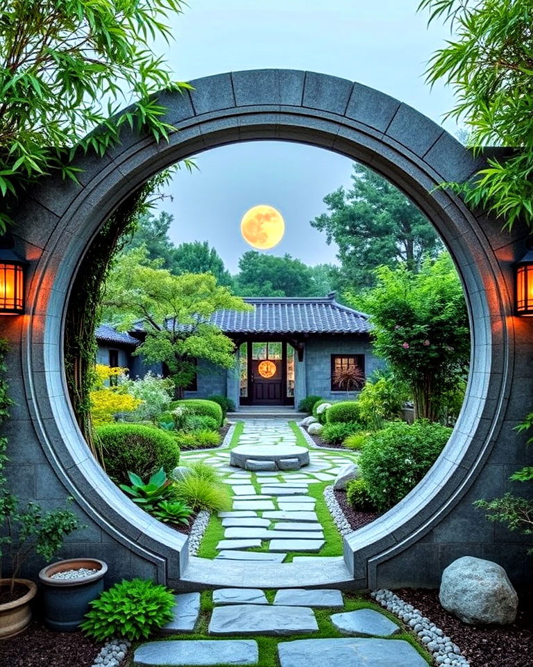 moon gates circular garden entrances - 25 Asian Landscaping Ideas