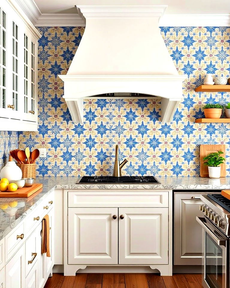 moroccan inspired tiles for a french twist - 15 French Country Kitchen Backsplash Ideas