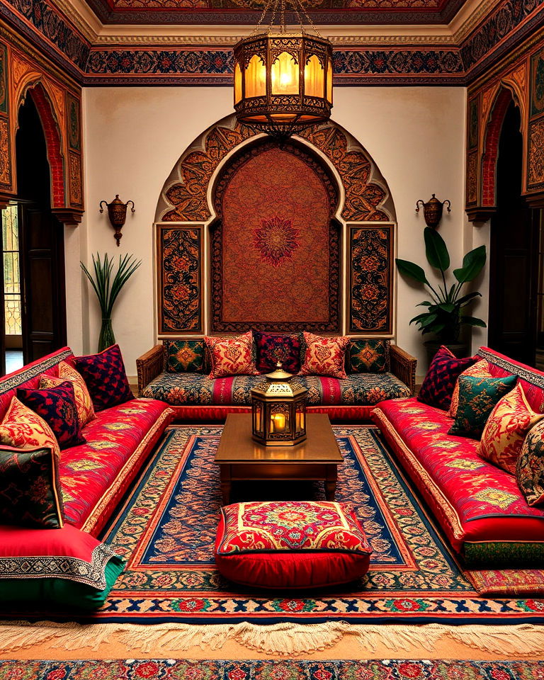 moroccan lounge with low seating - 30 Floor Seating Ideas