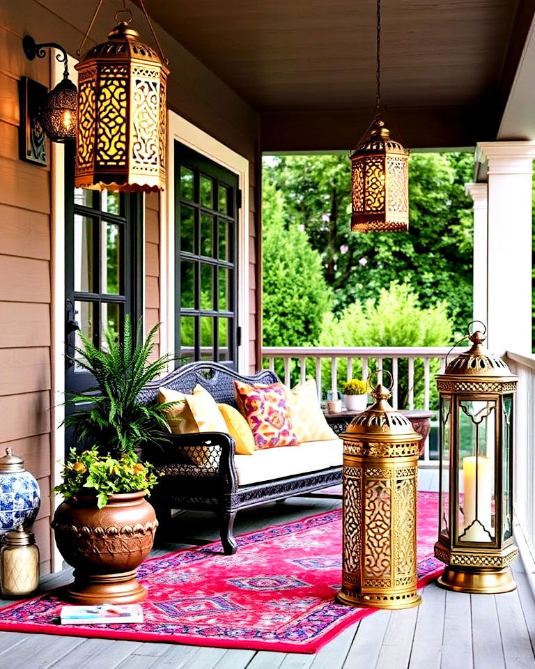 moroccan style lanterns for exotic appeal - 15 Lanterns on Front Porch Ideas