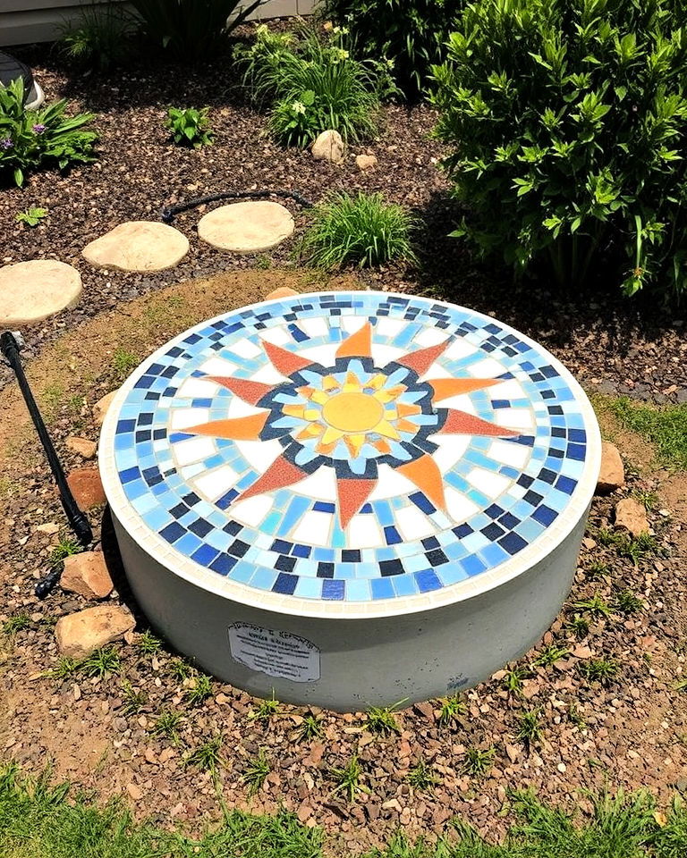 mosaic art feature septic tank landscaping - 20 Septic Tank Landscaping Ideas