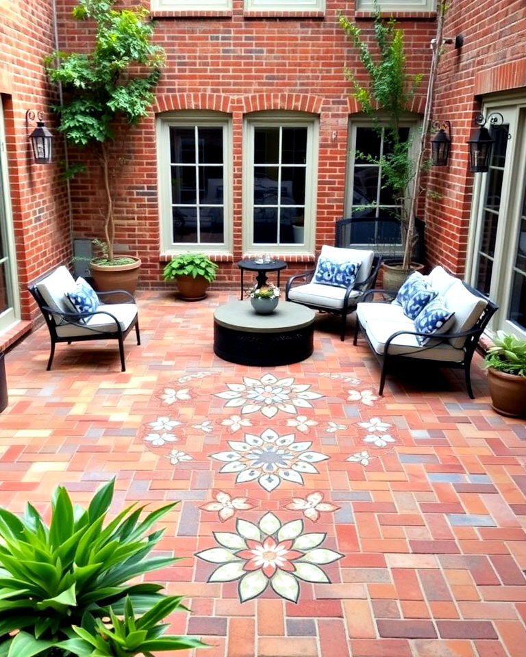 mosaic brick courtyard design - 15 Brick Courtyard Ideas