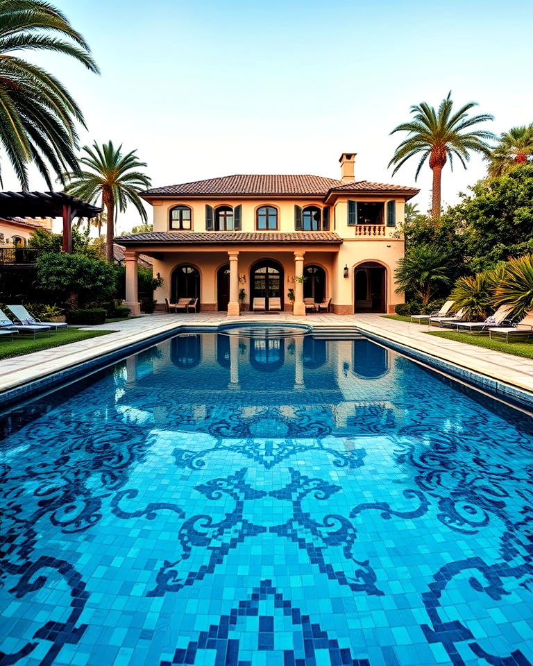 mosaic inlaid pools - 25 Mediterranean Mansion Ideas