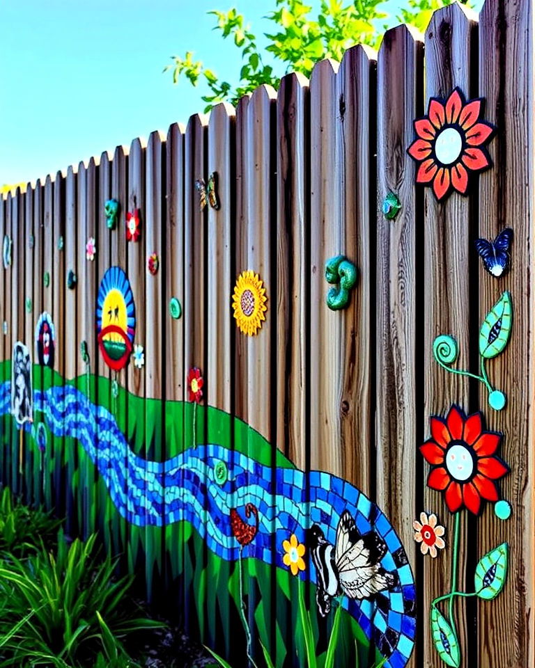 mosaic tile patterns fence art - 20 Fence Art Ideas