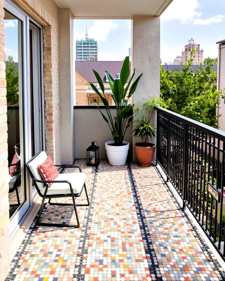 mosaic tiles to enhance balcony - 20 Balcony Tiles Ideas