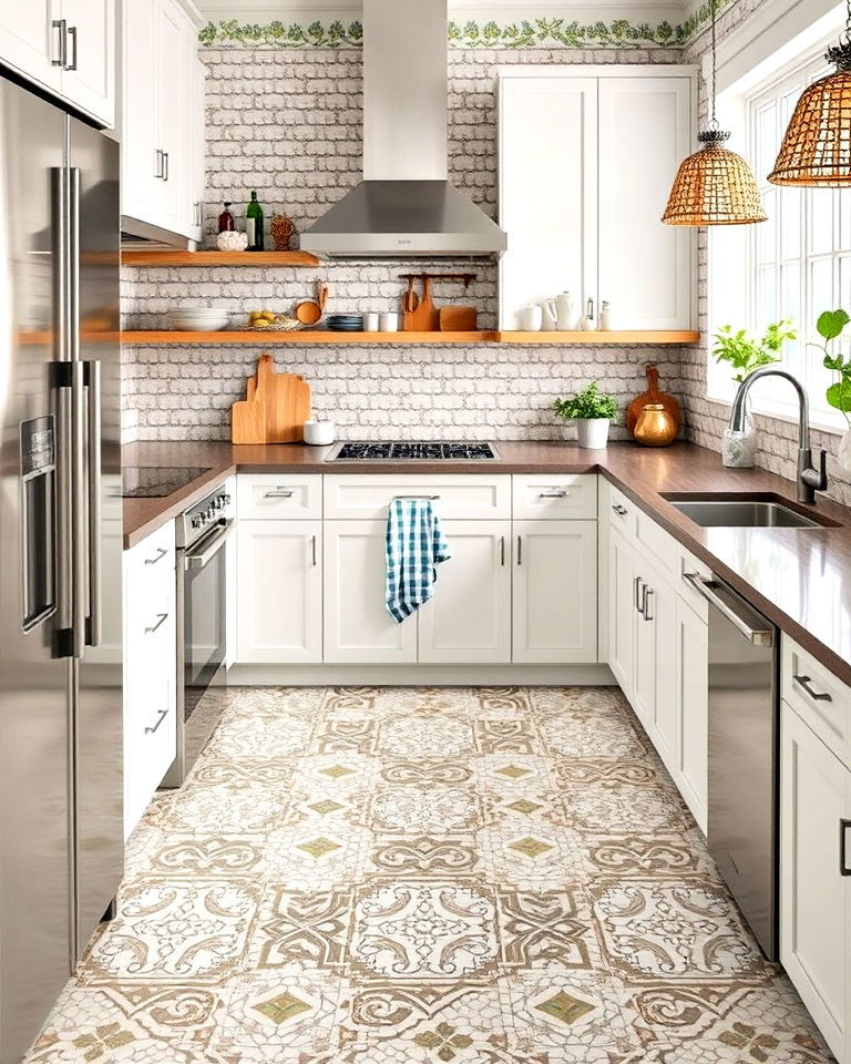 mosaic vinyl flooring for kitchen - 25 Vinyl Kitchen Flooring Ideas