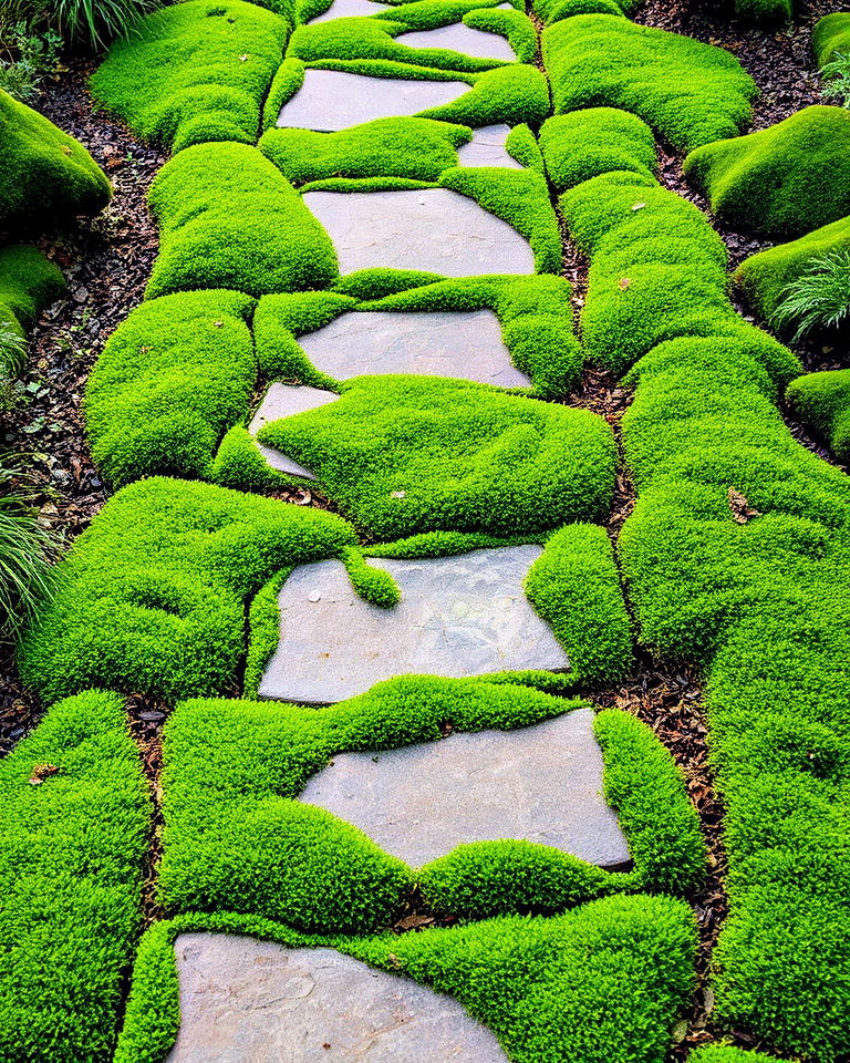 moss covered stepping stones - 15 Moss Garden Ideas