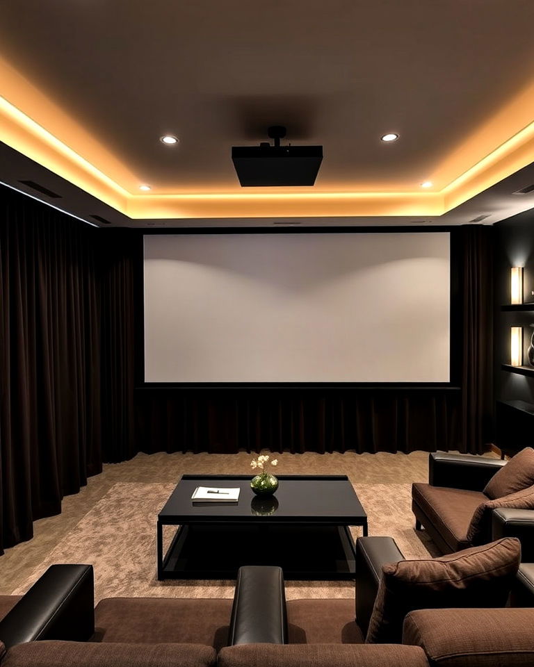 motorized curtains home theater - 25 Modern Home Theater Ideas