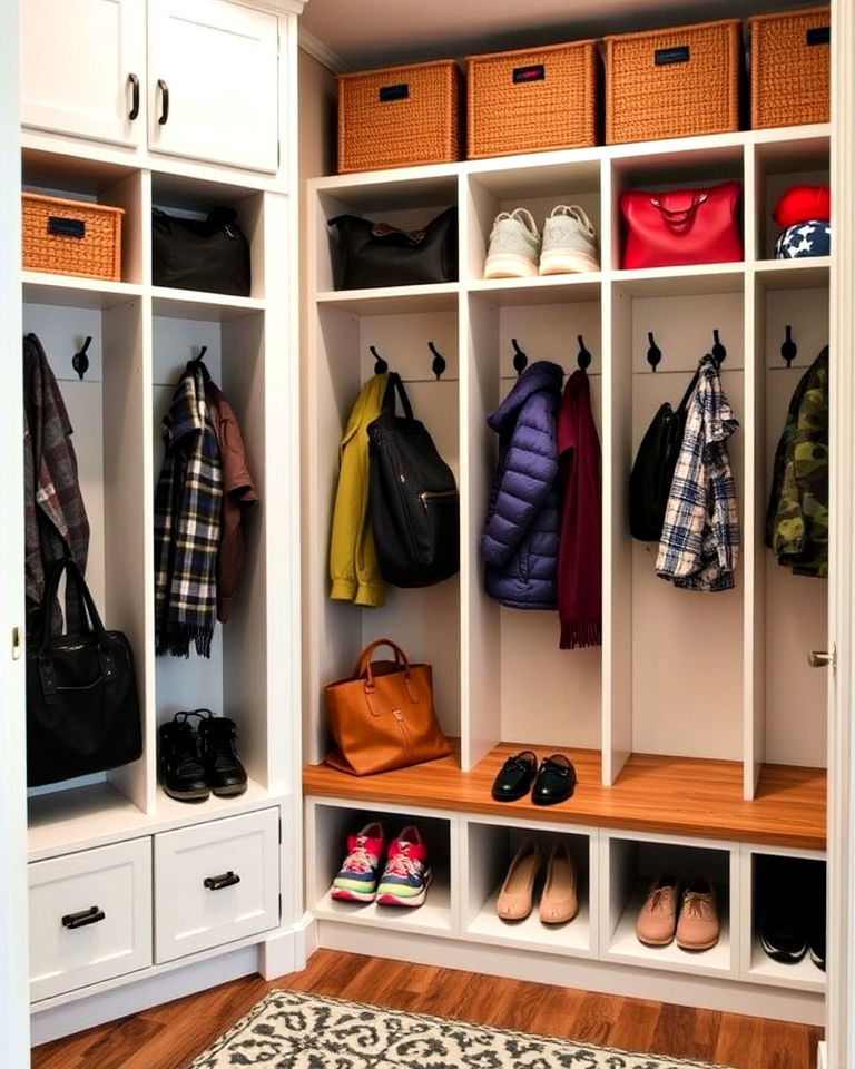 mudroom closet with a built in locker system - 15 Mudroom Closet Ideas
