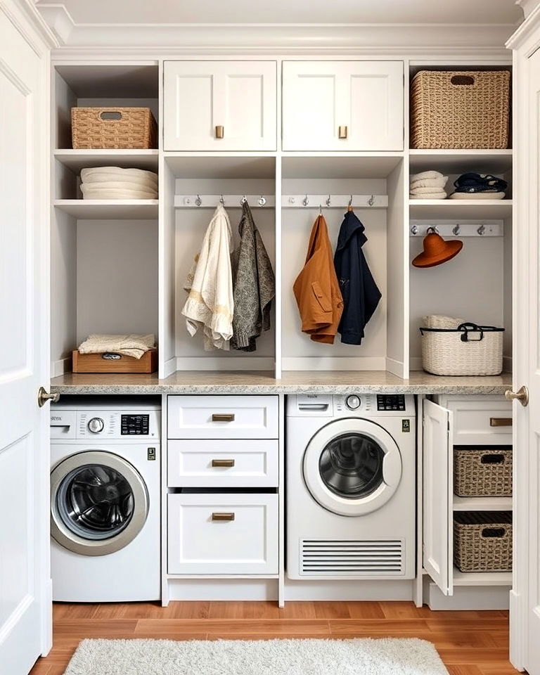 mudroom closet with hidden laundry storage - 15 Mudroom Closet Ideas