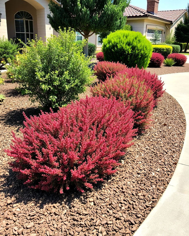 mulched shrub borders for moisture retention - 25 Drought Tolerant Landscaping Ideas