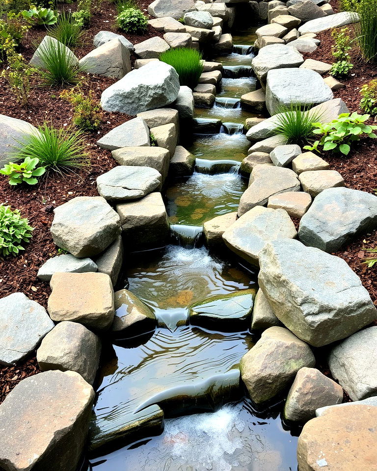 multi branch stream splits into several smaller waterways - 25 Small Garden Stream Ideas