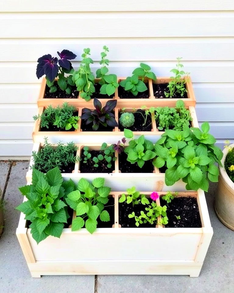 multi compartment planter boxes for organization - 25 Planter Box Ideas