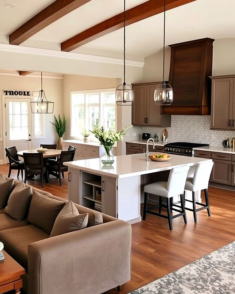 multi functional island - 30 Living Room Dining Room Combos