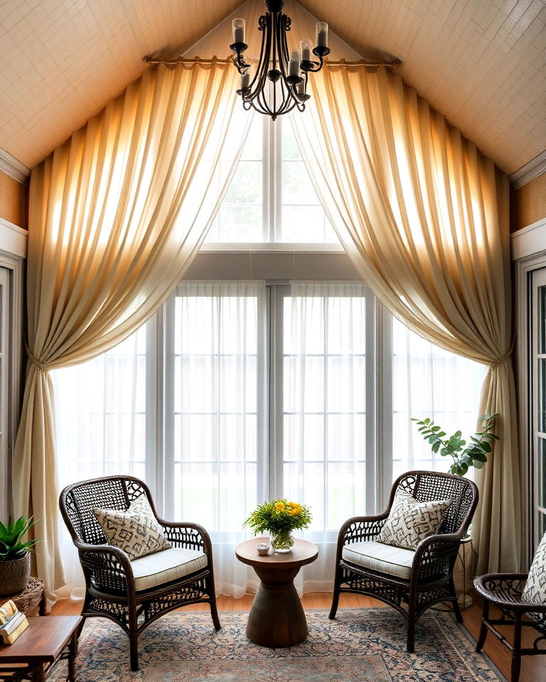 multi layered sunroom curtains - 20 Sunroom Curtain Ideas
