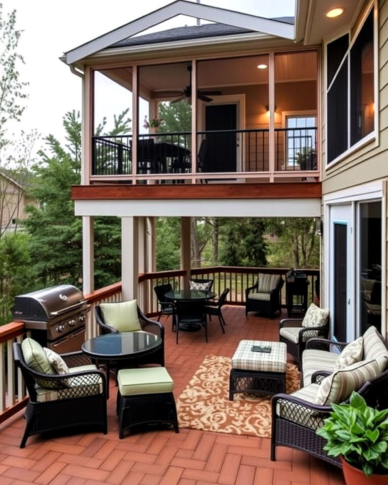 multi level entertainment zone screened in deck - 25 Screened-in Deck Ideas