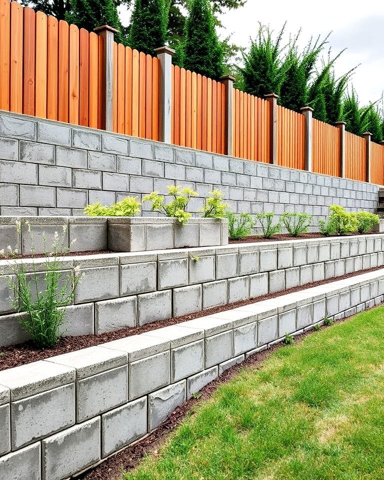 multi tiered concrete block fence multi tiered concrete block fence - 15 Concrete Block Fence Ideas