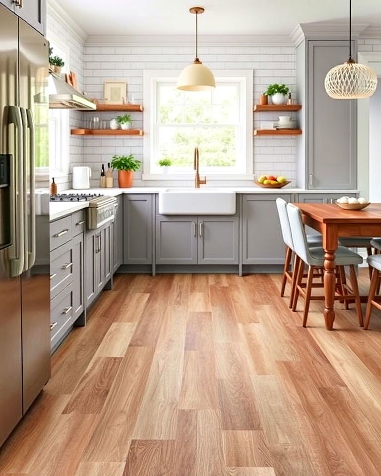 multi tonal vinyl flooring kitchens design - 25 Vinyl Kitchen Flooring Ideas