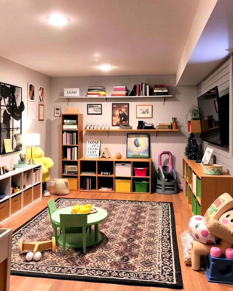 multi zone basement playroom - 20 Basement Playroom Ideas
