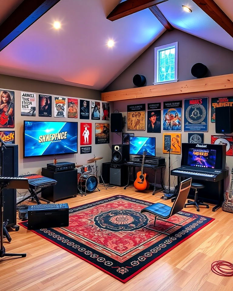 music and game fusion - 20 Loft Game Room Ideas