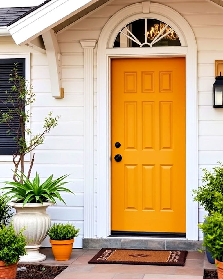 mustard yellow mid century front door color - 25 Mid Century Front Door Colors