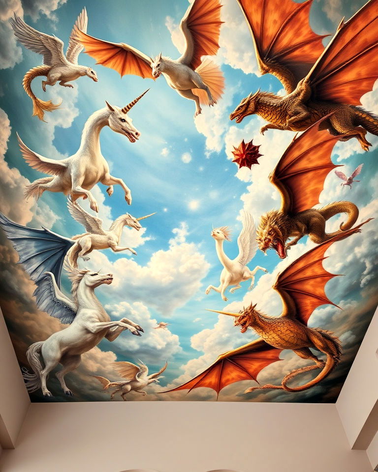 mythical creatures ceiling mural - 25 Ceiling Murals