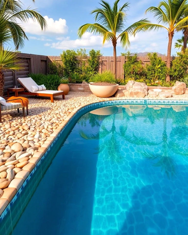 natural charm poolside landscaping - 15 Mexican Beach Pebbles Landscaping Ideas