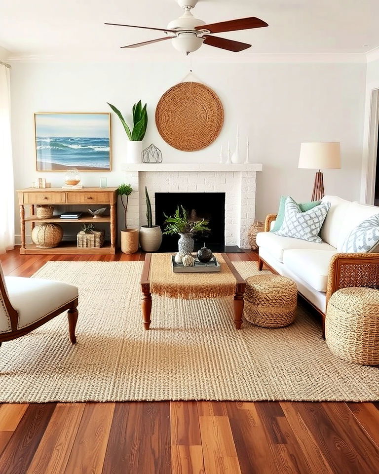 natural fiber rugs decor - 30 Coastal Interior Design Ideas