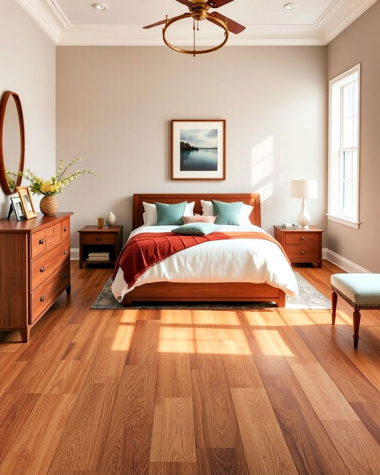 natural hardwood look vinyl flooring for bedroom - 15 Vinyl Flooring Bedroom Ideas