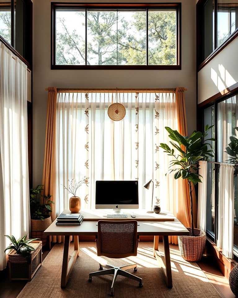 natural light emphasis home office - 30 Japandi Style Home Office Ideas