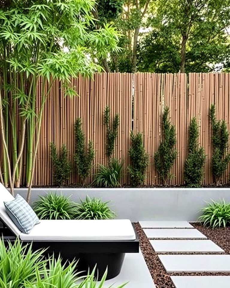 natural screens made from bamboo - 20 Minimalist Landscaping Ideas