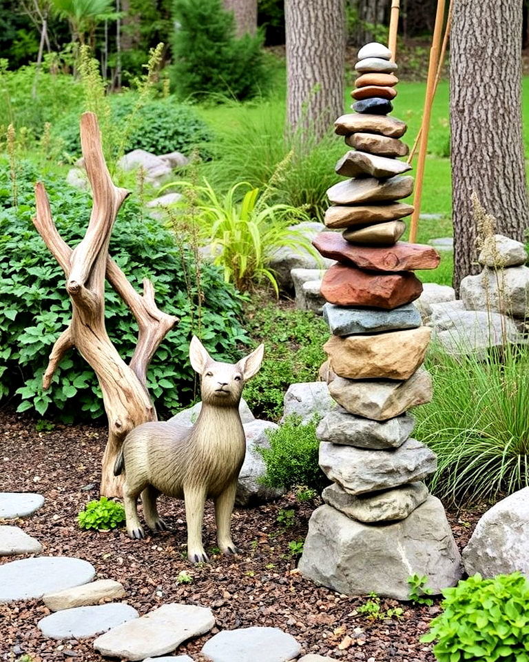 natural sculptures woodland garden - 15 Woodland Garden Ideas