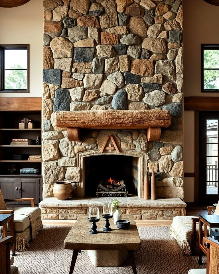 natural stone accents western interior - 25 Western Interior Design Ideas