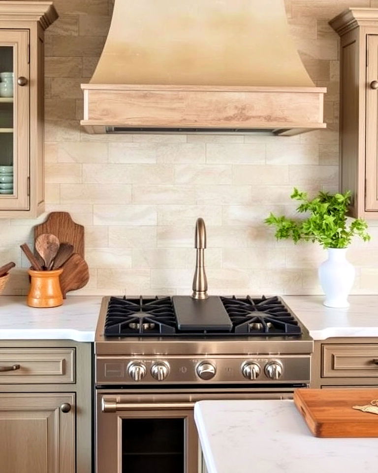 natural stone backsplash for organic warmth - 15 French Country Kitchen Backsplash Ideas