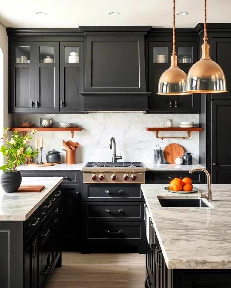 natural stone countertops for academia kitchen - 25 Dark Academia Kitchen Ideas