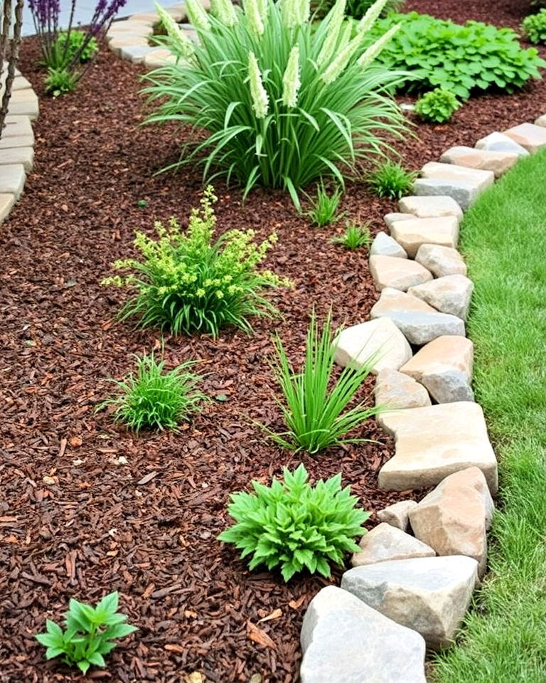 natural stone mulch edging - 15 Mulch Edging Ideas