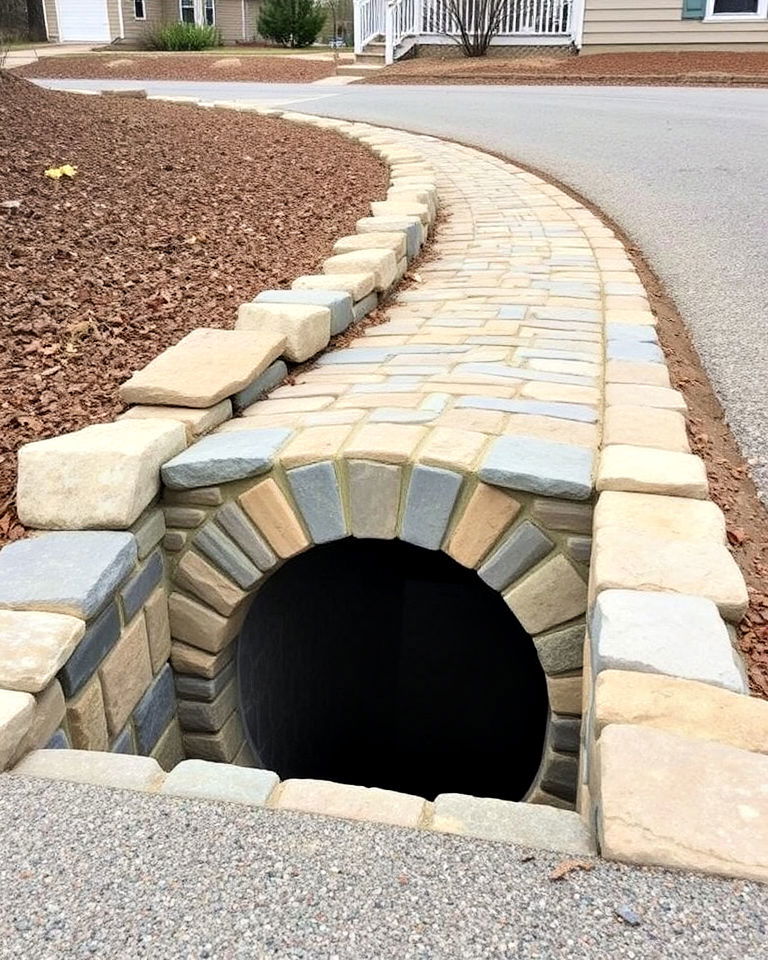 natural stone veneer driveway culvert - 15 Driveway Culvert Ideas